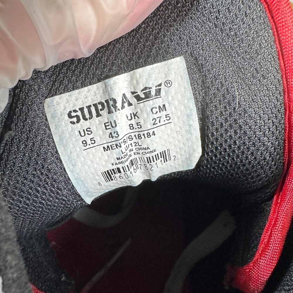 Supra Skytop Muska 001 Chad Mens White Black Red Skate Shoes S18184 Size 9.5 - Picture 2 of 8